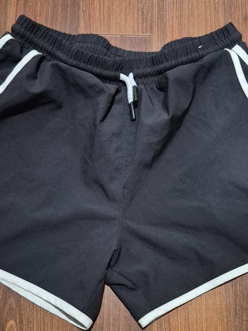 Champion Black Athletic Shorts with White Piping